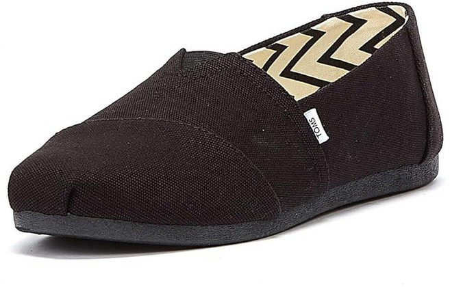 TOMS 여성용 Alpargata 재활용 면 캔버스 로퍼 플랫 블랙/블랙 재활용 면 캔버스 7