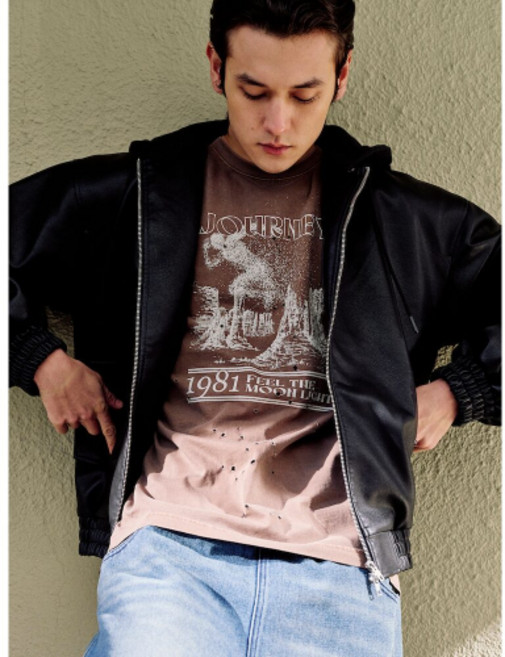 (국내매장정품) 에잇세컨즈 8SECONDS 피그먼트다잉 디스트로이드 그래픽 반팔티 브라운 455242DQ1D 252130