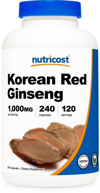 nutricost 韓國無麩質紅蔘膠囊 1000mg, 240顆, 1罐