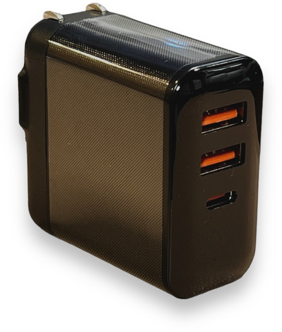 30W 3A 1C雙孔USB充電頭, 1個, 30W快充 2A1C (黑色)