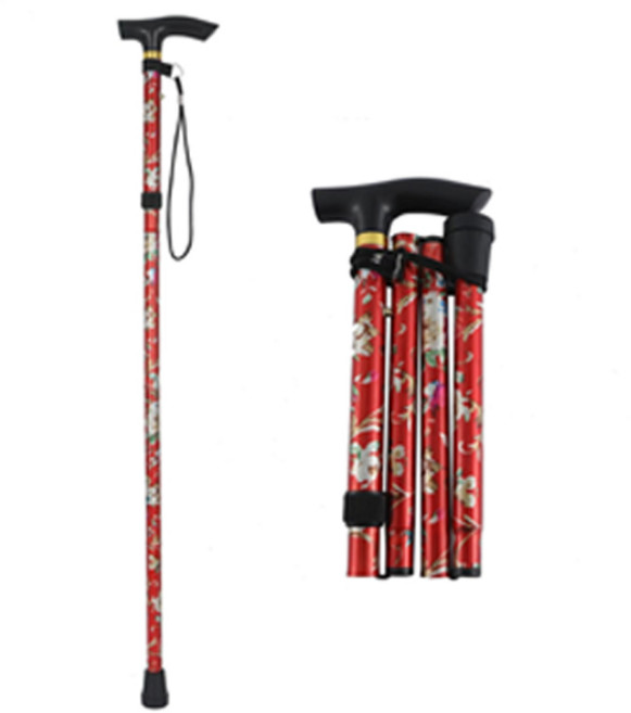 오드상회 접이식 지팡이 어르신 지팡이 노인지팡이, 1개, 빨강색
