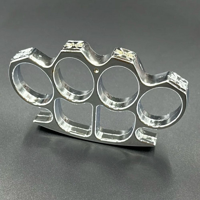 티타늄 너클 주먹 호신용 손가락 긴급 방어 호신용품 이빨 호랑이 청색 청동색, 1개, D. 923 실버 무선