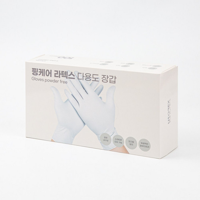 유토렉스 라텍스 장갑 핑케어 다용도 멸균 장갑 100매, 화이트, 중(M), 1개