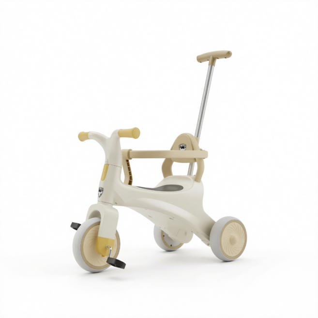 JWJJ 兒童三輪腳踏車, 白金色音樂推把護欄, 1個, 75cm