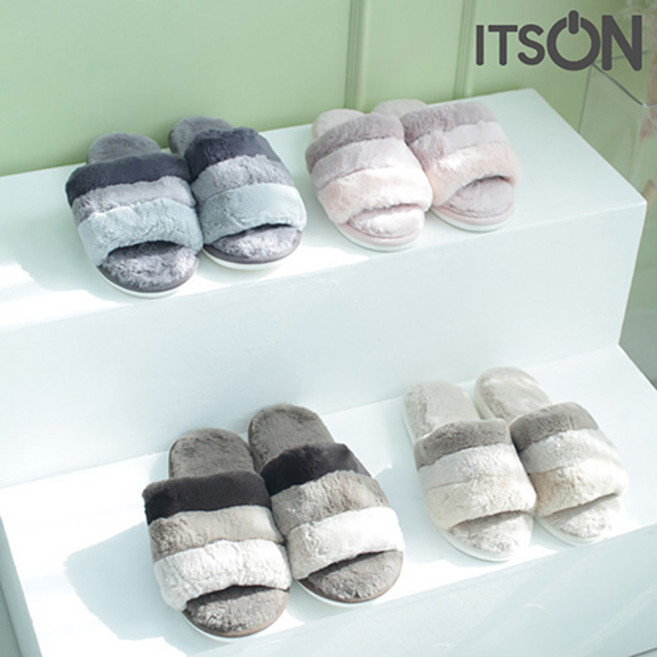 잇츠온 털 슬리퍼 포근한 사무실 거실 실내화, 핑크, 1개