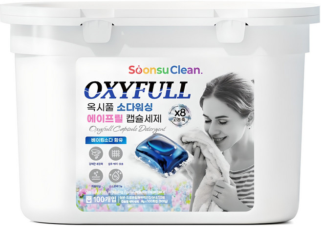 순수크린 옥시풀 소다워싱 에이프릴 캡슐세제, 100개입, 1개