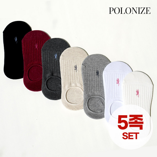 [폴로나이즈] 5족 세트상품/아멜리 자수 페이크삭스 여성 덧신 5족 세트