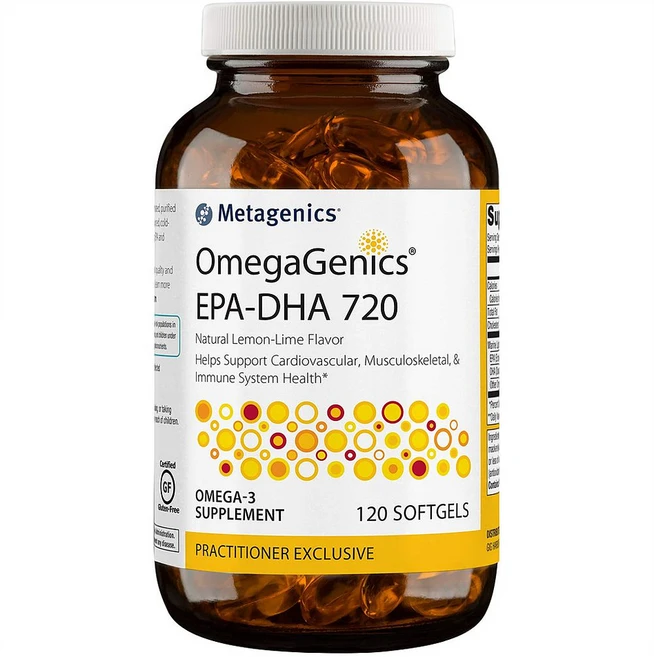 메타제닉스 오메가제닉스 EPA - DHA 720 내추럴 레몬 라임 향 소프트젤, 1개, 120정 - 쿠팡