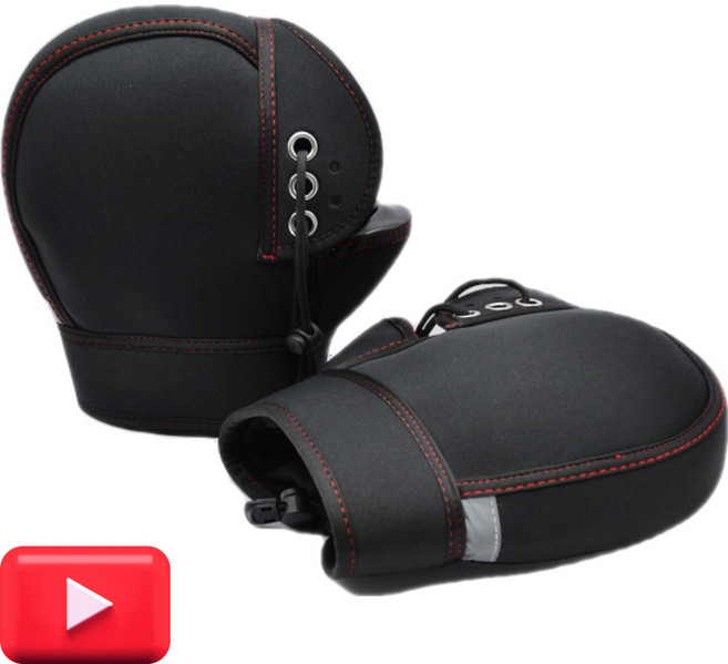 프라홈 오토바이 네오플렌 방한 장갑 토시 반사판 방수커버, 레드라인