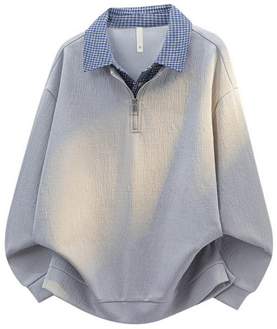 쥬앤리치 남자 맨투맨 빅사이즈 반집업 캐주얼 긴팔 4X-10X 오버핏 이중 레이어드 JR65