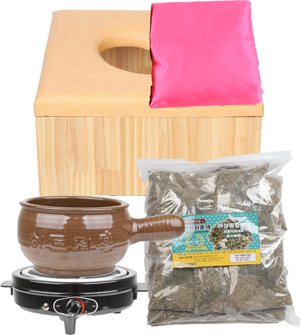 [하트한방좌훈] 원목 하트쿠션형의자 종합용 좌훈재료 set2, 핫핑크(폴리), 비유약형, 1개