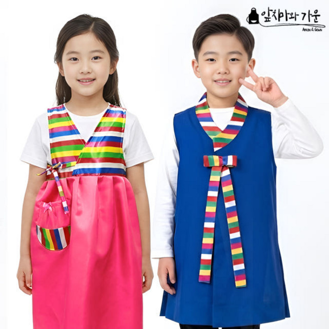 2위 - 남아 여아 아동 색동 한복 조끼 저고리 앞치마 설날 추석 명절 어린이집 유치원 행사 예절교육