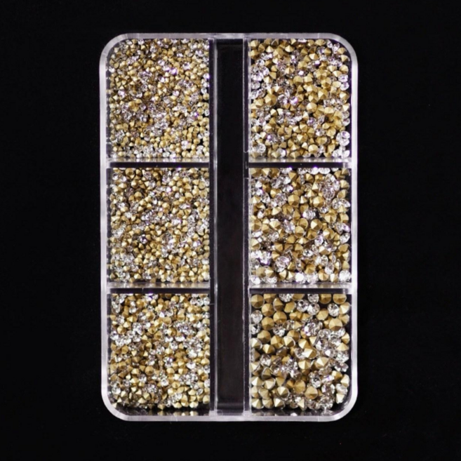 티이엠 네일 큐빅 평스톤 V스톤 오로라 평스톤 자개 1세트(6size), 1개, 110 V컷크리스탈