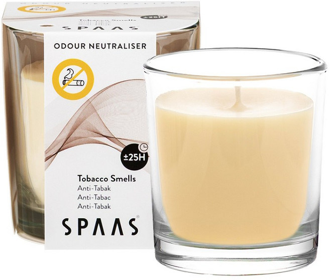 냄새 제거 글라스 향초 25시간 연소 SPAAS, 3개, 125g, Tabaco Smells