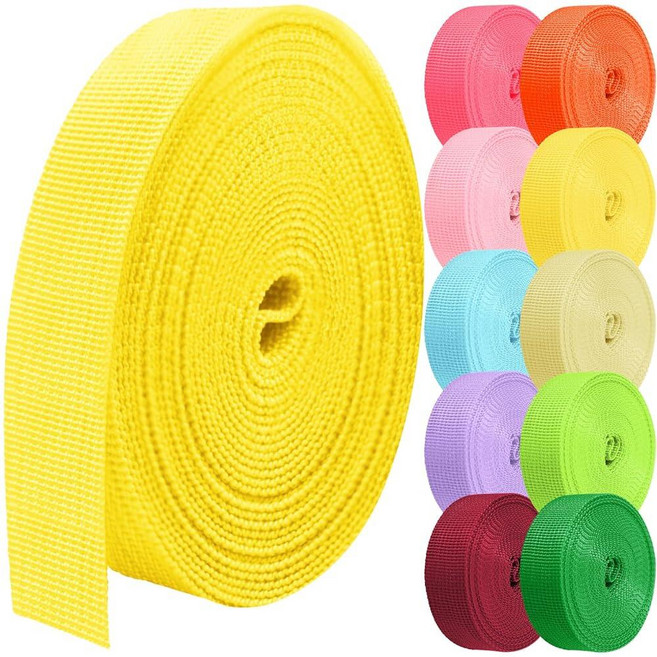 Grosun 폴리프로필렌 웨빙 2.5cm(1인치) 3.8cm(1.5인치) 5.1cm(2인치) 나일론 웨빙 튜브형 웨빙 5 10 25 50 90.5m(10인치) 웨빙 (형광 그, 형광 옐로우