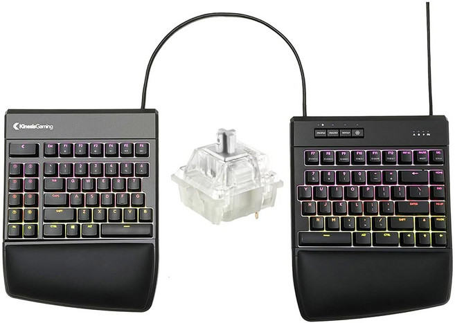 KINESIS 키네시스 게이밍 프리스타일 엣지 RGB 스플릿 기계식 USB 키보드 MX 브라운, RGB MX 블루, RGB MX 블루, 청축