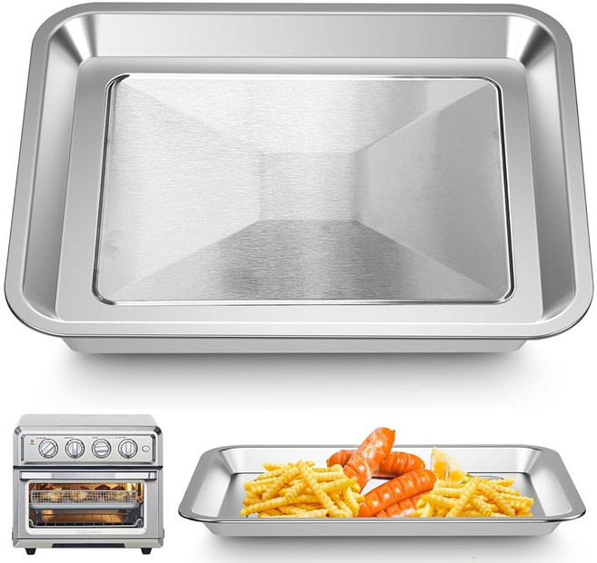 Cuisinart TOA-26 TOA-28 토스터 에어 프라이어 컨벡션 오븐용 트레이 교체품 29.9 x 24.9cm11.29 9.68인치 논스틱 메시 스테인리스 스틸 바스켓