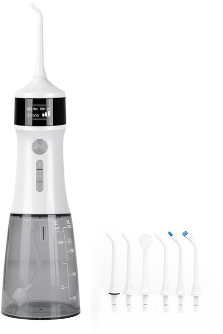 Allilio 휴대용 무선 구강세정기 IPX7급 방수 대용량 물탱크 건강한 구강관리, 화이트