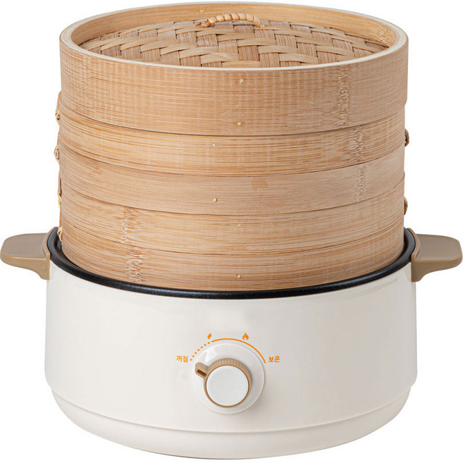 독일브랜드 2단 대나무찜기 + 전기냄비 1.7L / 찜 탕 구이 볶음 모두 가능, 대나무찜기+전기냄비