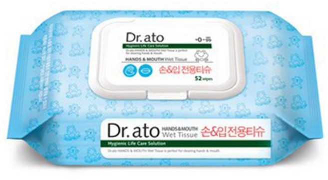 닥터아토 손 앤 입 전용 유아물티슈 캡형, 60g, 52개입, 8개