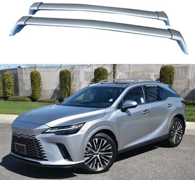 렉서스 RX 2023-2025년식 호환 2개입 크로스바 조절식 루프 레일 랙 잠금식 카고 바 실버 및, 02 silver