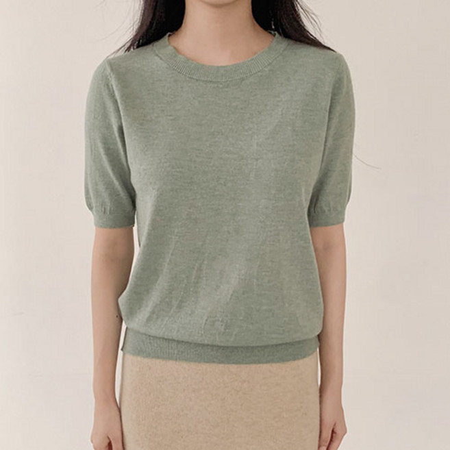 [벨르엘르] 여성 라운드 반팔 니트
