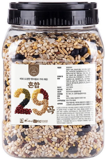 국산 혼합곡 29곡 혼합 잡곡 잡곡밥 쌀 2kg 앉은뱅이통밀 다백조쌀 대양귀리 도담현미 보리벼쌀 등, 1개