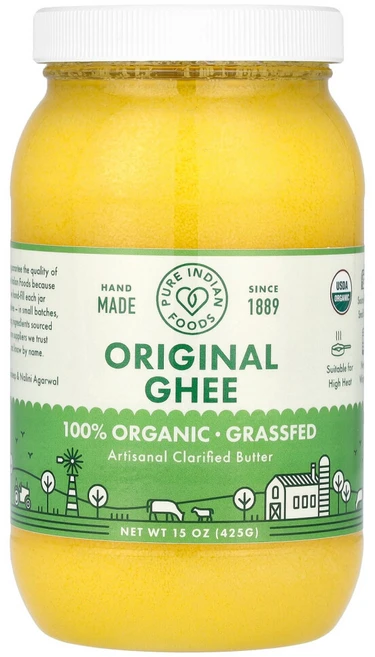 Pure Indian Foods 100% 유기농 목초 사육 오리지널 기 425g(15oz) 1팩, 425g, 1개 - 쿠팡