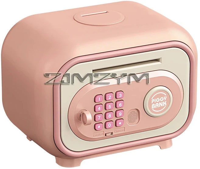 미니 금고 자동 스마트 비밀번호 ATM 저금통 어린이용 플라스틱 만화 돈 장난감 지문 인식 은행, 03 6708 Pink