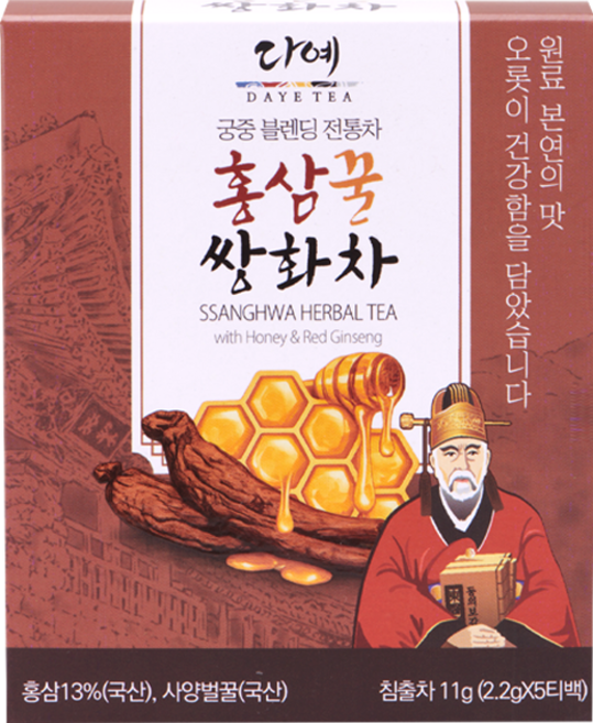[본사직영] 다예 궁중 홍삼꿀 쌍화차 티백 개별포장 전통차 블렌딩티, 11g, 1개, 5개입