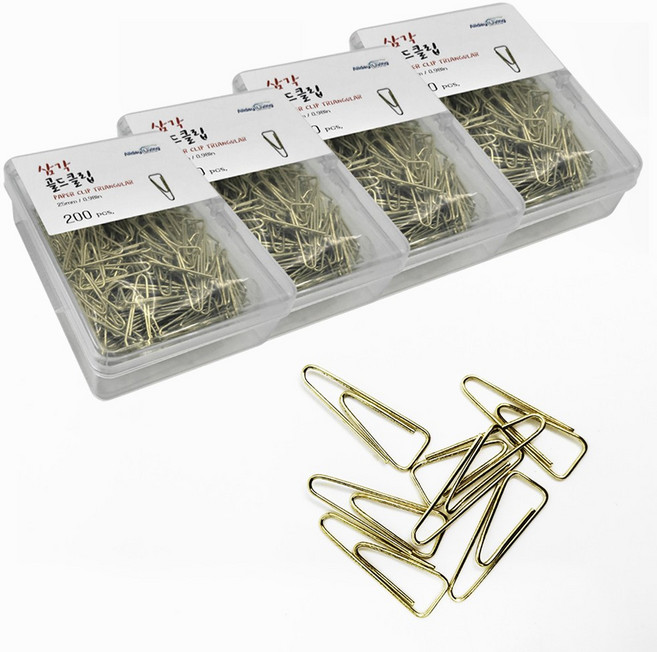 올데이리빙 스틸 삼각 컬러 골드클립 200pcs 4개