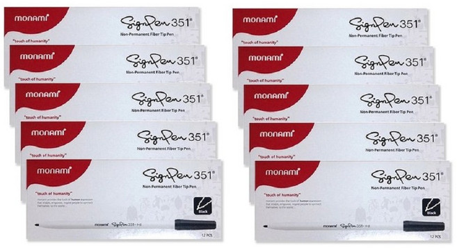 모나미 351 사인펜 12개입 5개, 흑색, 120개