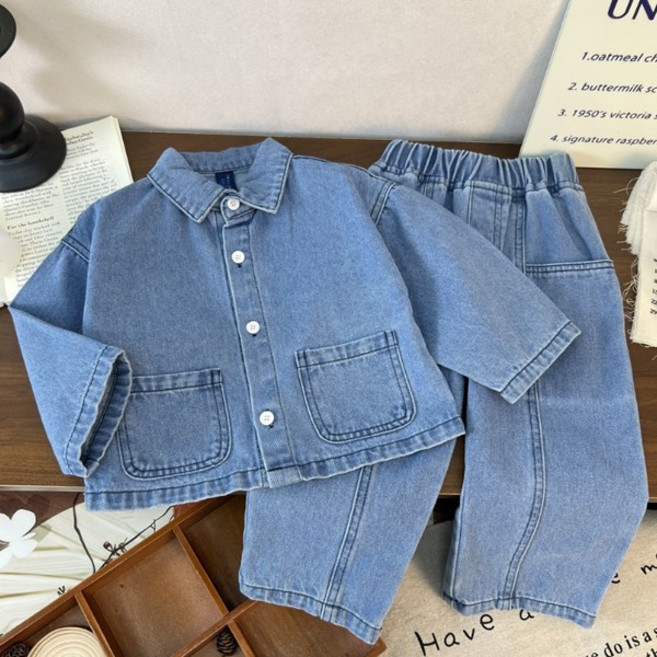 [더사랑이] 키즈 아동복 상하복 상의+하의 남녀 공용 데님세트 세트세트데님상하복세트