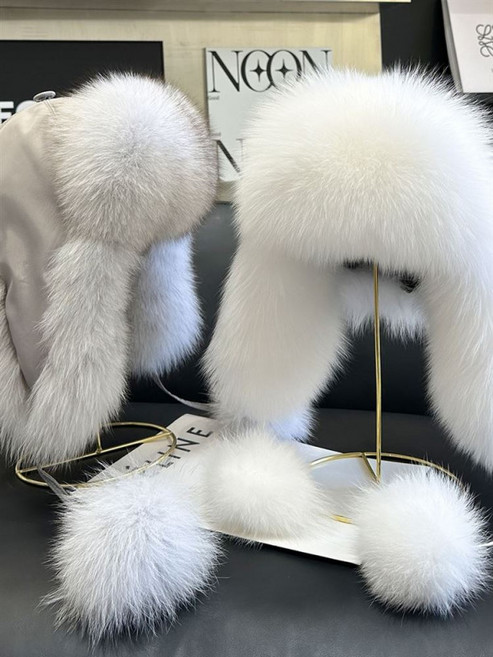 리얼 폭스퍼 스키모자 겨울 디자인 군밤모자 귀도리 라쿤털 리폼 패딩 모자