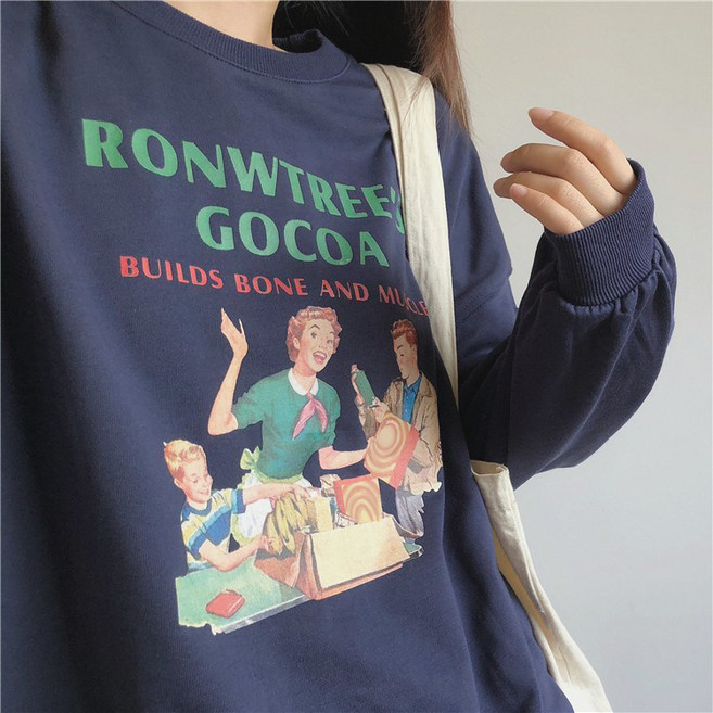 면혼방슬림310g/기모410g가을겨울후드여프린트