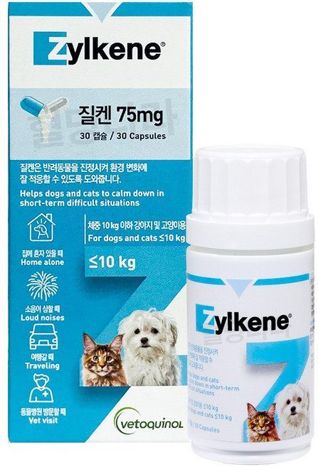 질켄 75mg 30캡슐 강아지고양이 분리불안 스트레스 완화, 스트레스완화/안정/집중력관리, 1개
