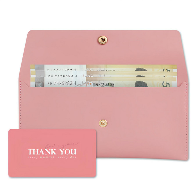 리코즈 레더 현금 용돈봉투 + 카드 세트, 로즈, 1개