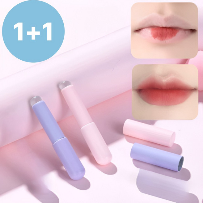 도치코 실리콘립브러쉬 파스텔립브러쉬 컨실러 립밤 메이크업브러쉬 립브러쉬 브러시, 1개, 핑크+퍼플