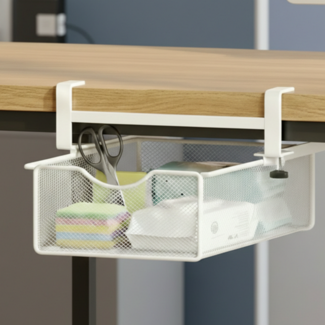 도터스 책상 정리 식탁 무타공 선반 수납, 1개, 화이트