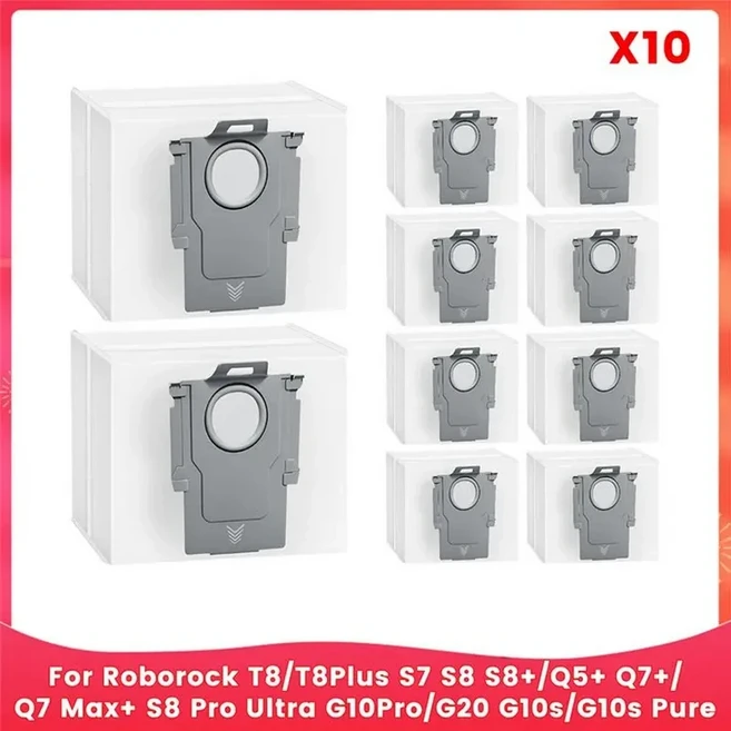 호환 로보락 T8/T8plus S7 S8 S8+/Q5+ Q7+/Q7 Max+ Pro Ultra G10pro/G20 G10s/G10s 진공 부품용 먼지 봉, 01 White 10개