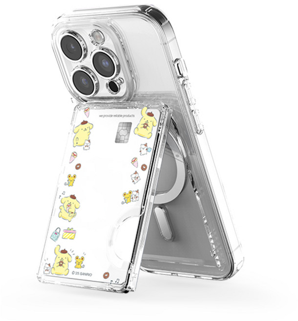 산리오 패턴 투명 마그네틱 멀티 스탠드 카드지갑(맥세이프 호환), 1개, 쇼핑_폼폼푸린