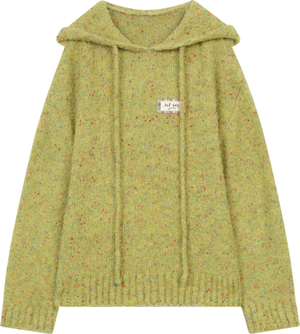 ELFSACK 2024 가을 컬러풀한 플러피 후드 스웨터 - 라이지 스타일 (여성용)