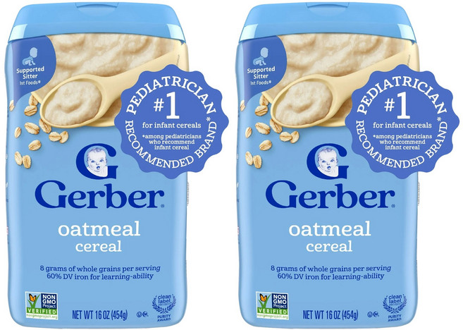 거버 싱글 그레인 시리얼 분말이유식 454g, 오트밀(Oatmeal), 2개