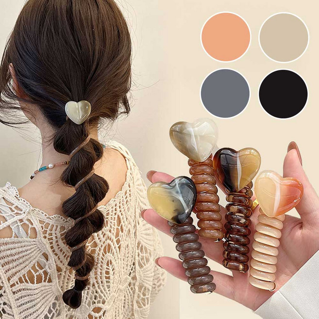 HANNAL 꼬블꼬불 스프링 포니테일 머리끈 4p세트