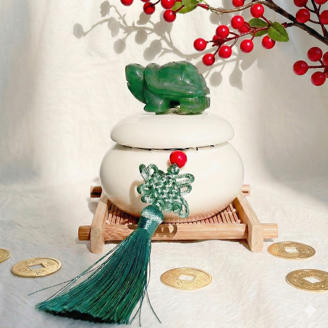 맘스크 옥 거북이 풍수 셋트 현관 소금단지 미니, 화이트