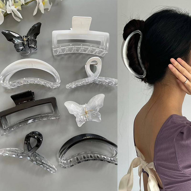 [8개세트] 워더미 빅 그라데이션 믹스 컬러 숱부자 전체 올림머리 집게핀 Z346