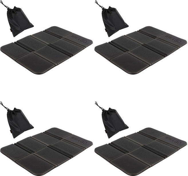 오마이남친 휴대용 접이식 등산방석, 블랙 4개+파우치 4개