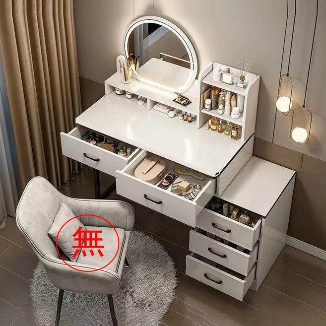 大容量LED燈鏡化妝臺 梳妝桌 收納型鏡臺 女生專用 梳妝臺, 259--JYM梳妝台80公分（帶燈）