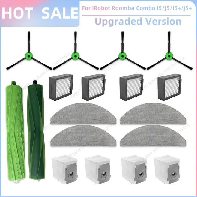 iRobot Roomba Combo j5 Plus i5 교체용 예비 부품 롤러 사이드 브러시 Hepa 필터 먼지 가방, 25 SET Y