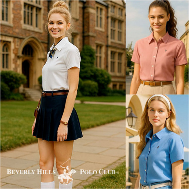 [비버리힐스폴로클럽] 25SS 여성 옥스포드 반팔셔츠 3종